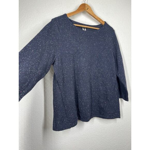 Talbots Speckled Knit Pullover Sweater XL Navy Colorful Cotton Wool Blend - Picture 4 of 5